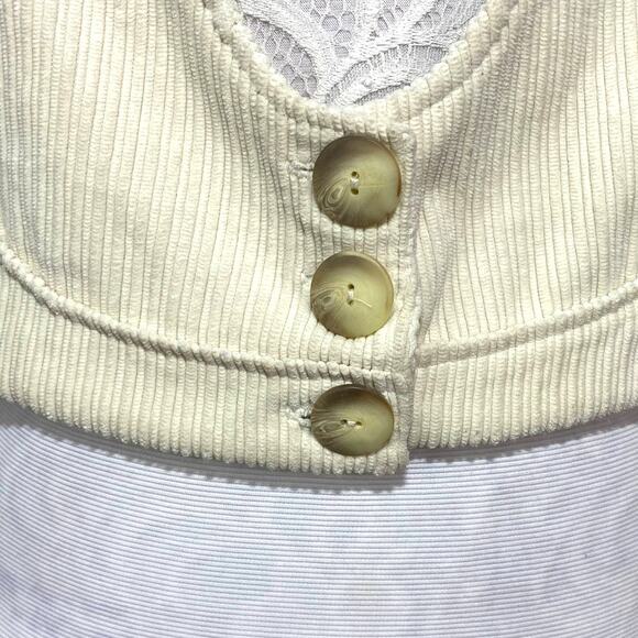 For Love and Lemons Carson Corduroy Vest Cream Women Small NWT Button Front - Picture 3 of 7